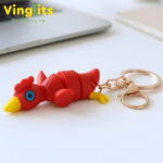 Kiki rooster keychain 3D printed wiggle articulated flexible toy