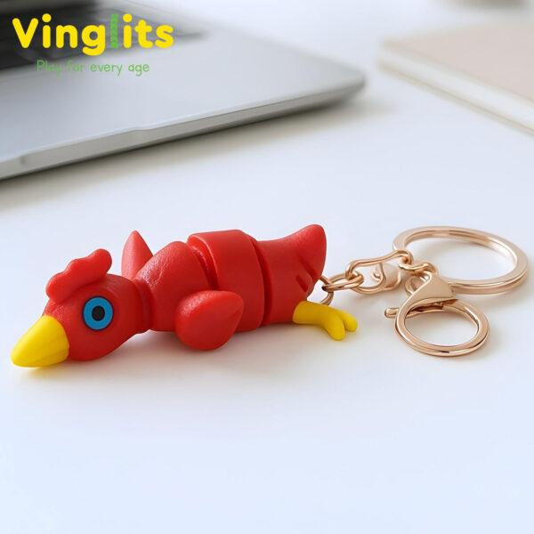 Kiki rooster keychain 3D printed wiggle articulated flexible toy
