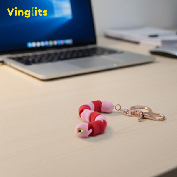 Jumpy worm keychain 3D printed wiggle articulated flexible toy