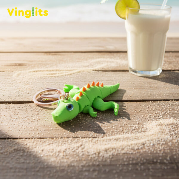 Crackle dinosaur keychain 3D printed wiggle articulated flexible toy
