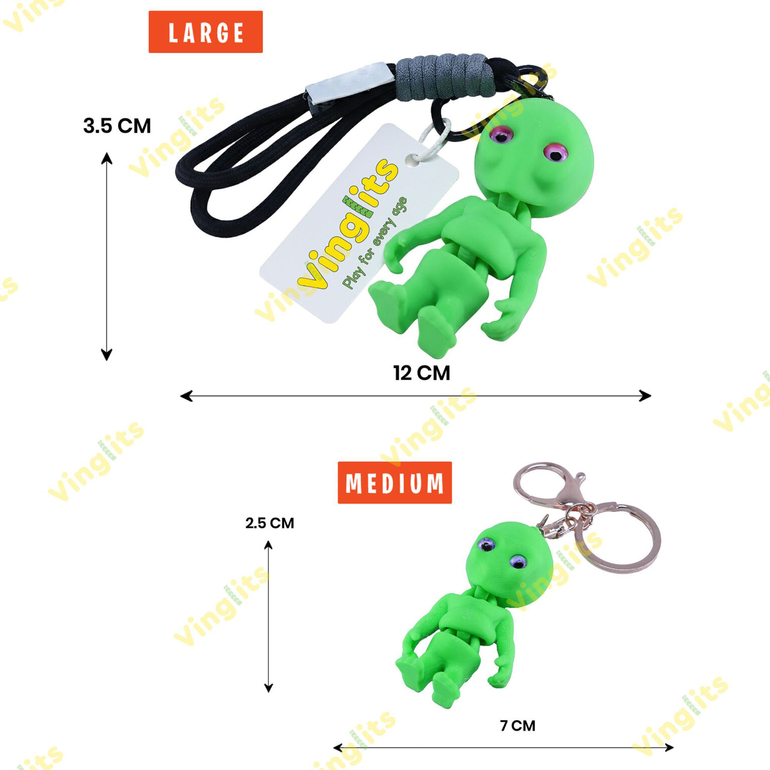 3D Printed Alien Keychain – Wiggle Flexible Keychain | Vinglits - A ...