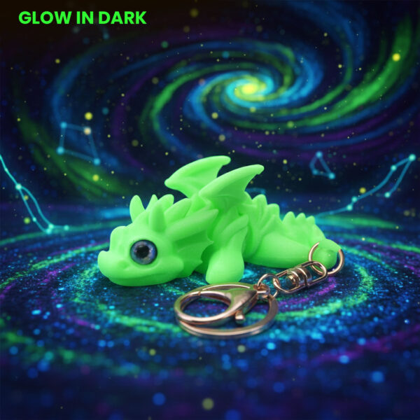 glow in the dark 3D printed articulated dragon keychain neon flexible toy - Vinglits