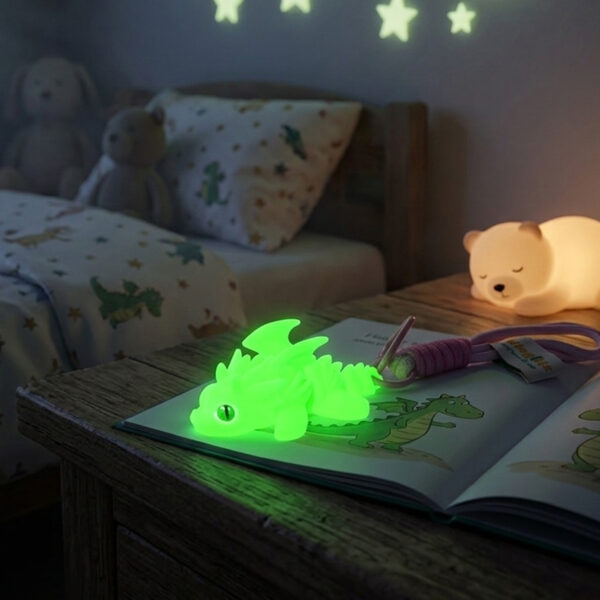 glow in the dark 3D printed dragon keychain neon flexible toy - Vinglits