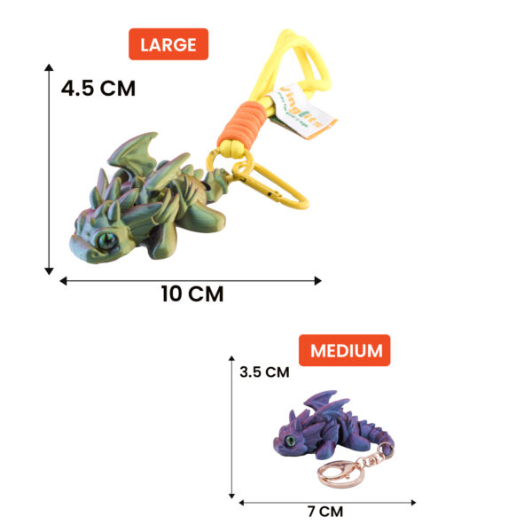 white 3D printed articulated dragon keychain flexible toy