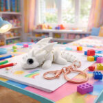 white 3D printed articulated dragon keychain flexible toy Kechain - Vinglits